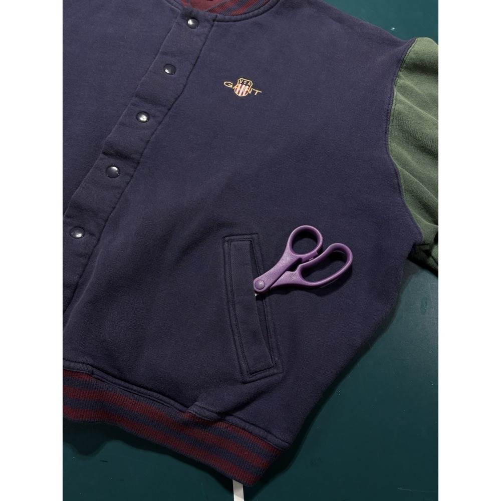 Vintage 90s Gant Varsity Bomber Color Block Sweatshirt Jacket Men's XL Fleece - Picture 5 of 9